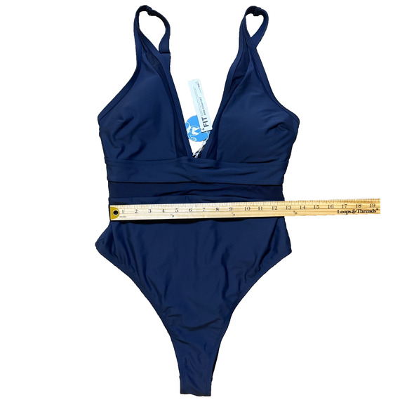 CUPSHE Navy Blue One Piece Swimsuit Size 0X NWT Tummy Control - Picture 4 of 8